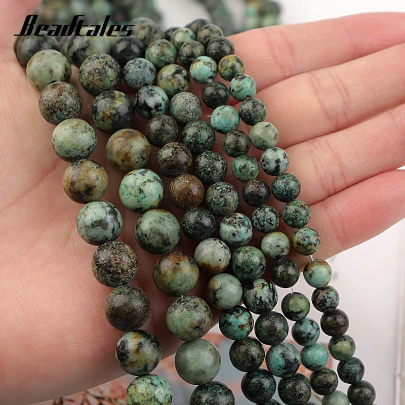 

85pcs/lot Natural Stone Green African Turquoise Bead Round Loose Beads For Jewelry Making Bracelet Necklace DIY 4/6/8/10/12mm