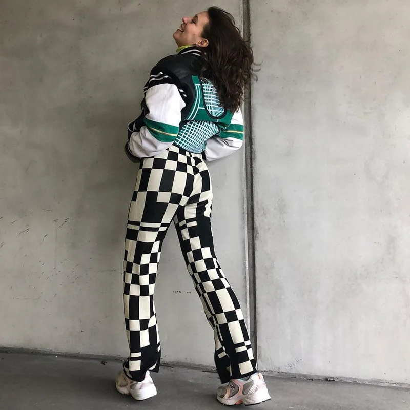

2021 Summer Women Fashion High Waist Irregular Plaid Pants Stylish Pants for Shopping Daily Wear