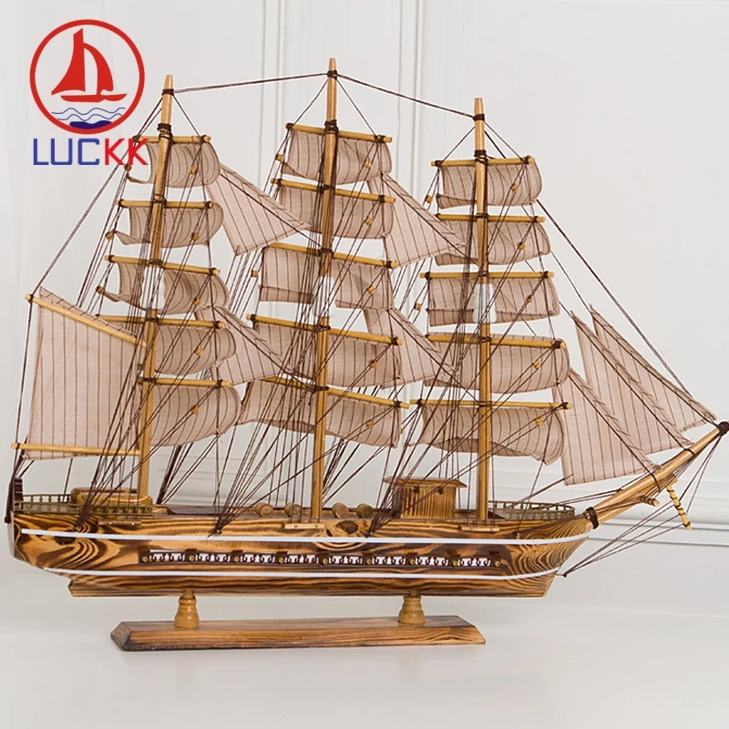 Деревянная парусная лодка ручная работа 80 см | Дом и сад