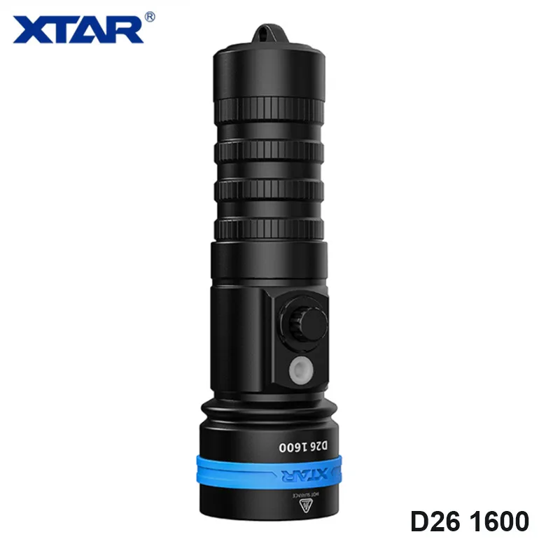 Xtar D26 1600 с широким обзором Angel 16340 26650 18650 мощный светильник для дайвинга Cree XHP35