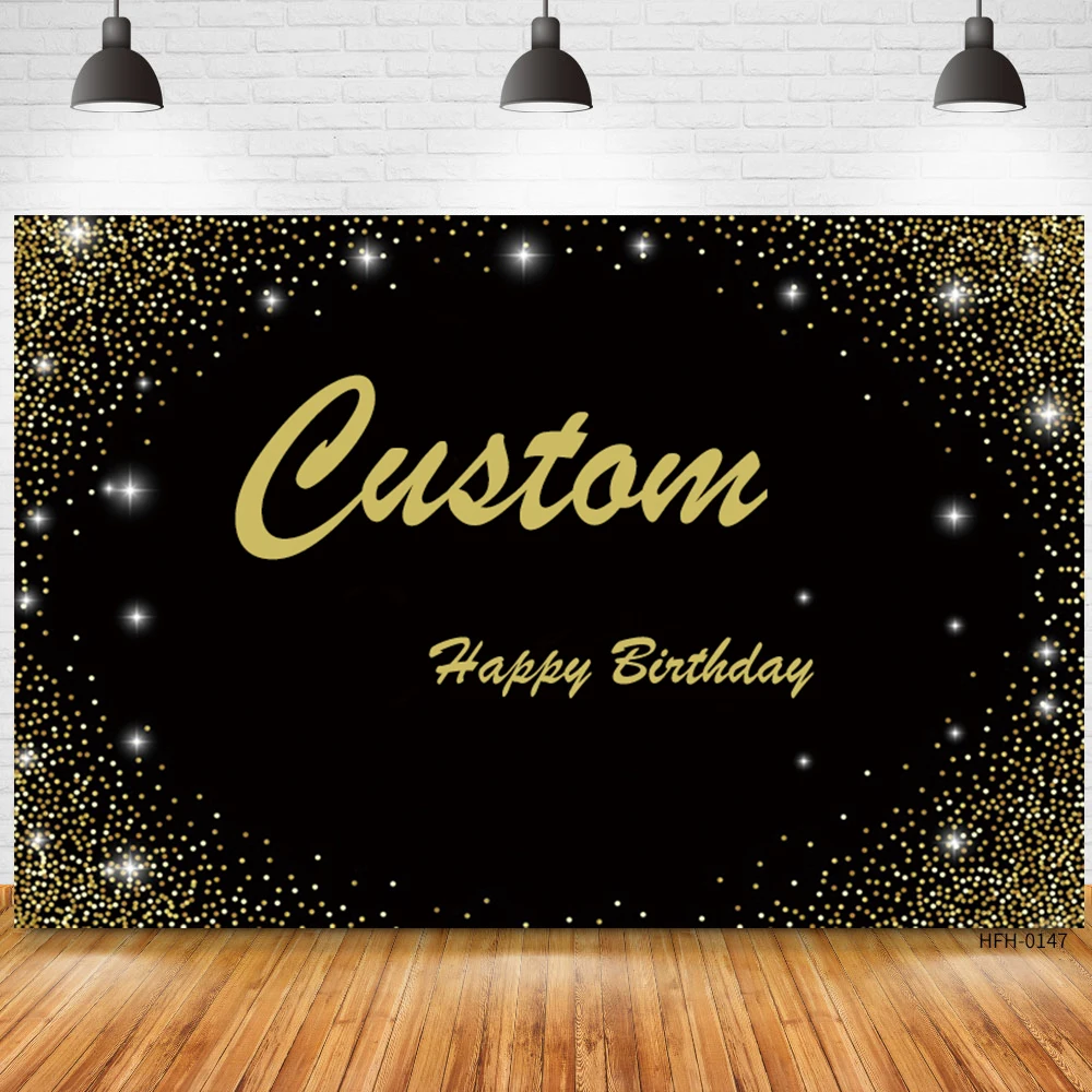 

Custom Name Birthday Party Backdrop Gold Silver Glitter Birthday Banner Backgrounds Baby Shower DIY Birthday Balloon Backdrops