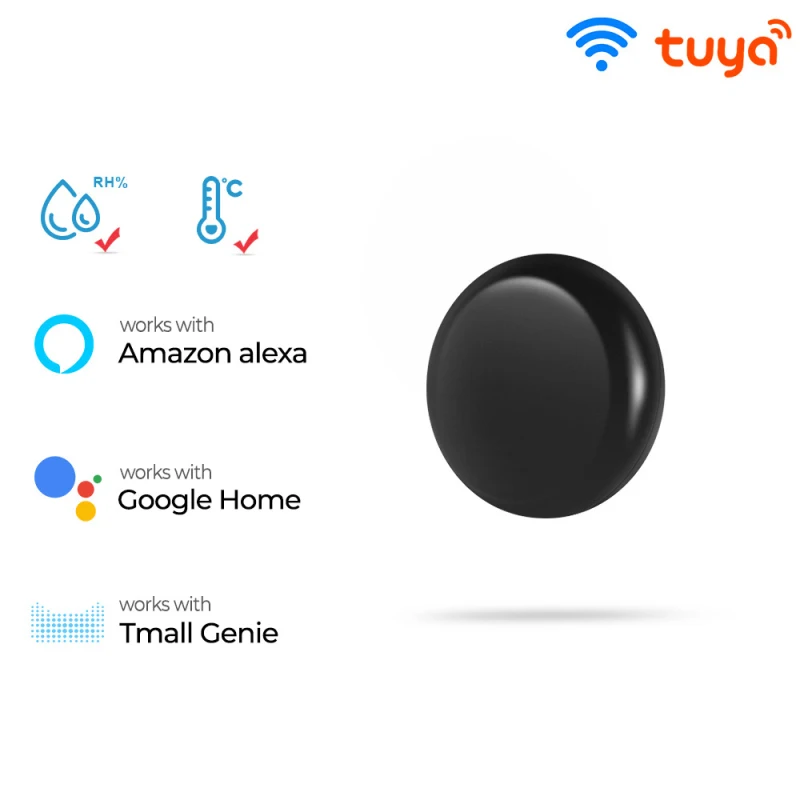 

Smart Life Tuya WiFi 2 In 1 IR Universal Remote Controller+Digital LCD Temperature Humidity Sensor Work With Alexa Google Home