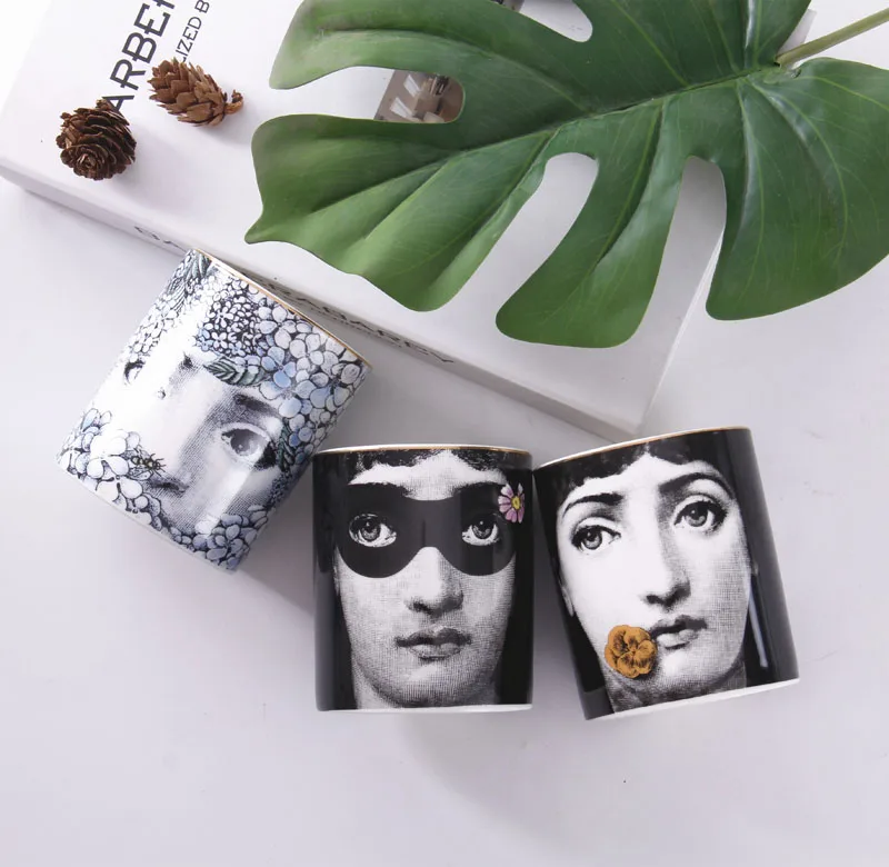 Candle Holders Candelabra Home Decoration Ceramic Jar Cup Flower Arranging Human Face Storage Makeup pen holder |