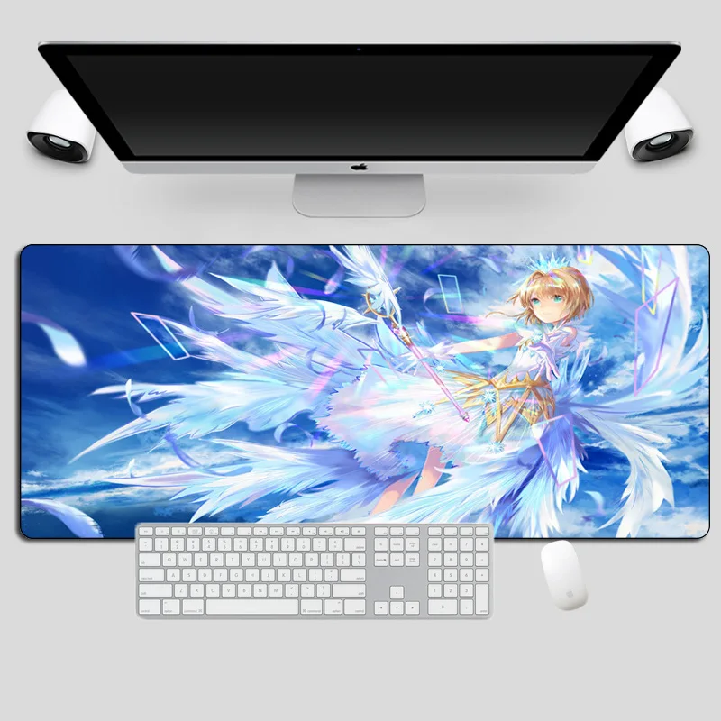 

Anime Card Captor Sakura Large Mouse Pad Gamer Otaku Locking Edge Gaming MousePad Cartoon XL Laptop Computer Desk Keyboard Mat