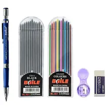 Ensemble de crayons mécaniques à bille 2B, 2,0 mm, couleur noir, recharges pour croquis d'art, dessin, écriture, artisanat