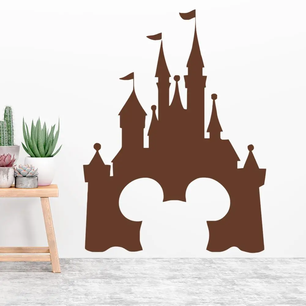 

Disney Mickey Mouse Castle Vinyl Wall Sticker Boys Room Decor Mickey Head Design Vinyl Decals Fairytale Castle Wall Poster
