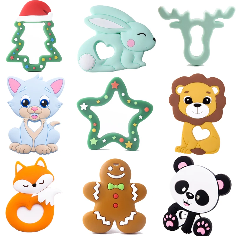 1 шт Детские Прорезыватель для зубов силиконовая соска с животным цепь кулон Еда