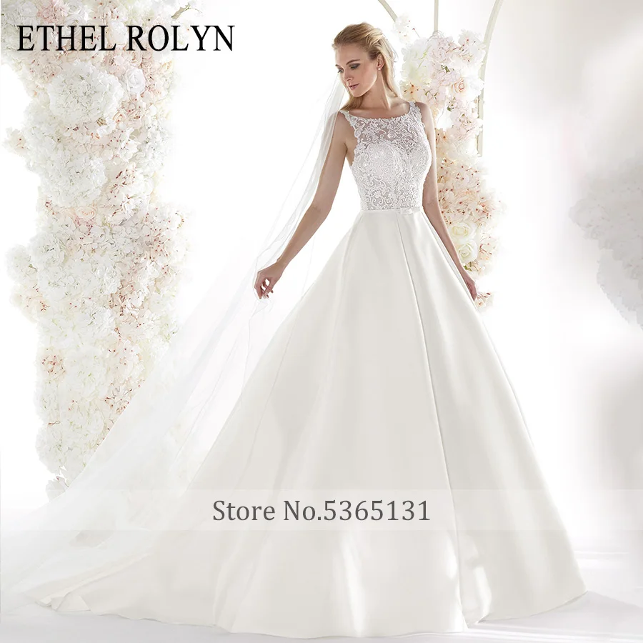 Этель Ролин мягкое атласное винтажное свадебное платье 2022 аппликации простые