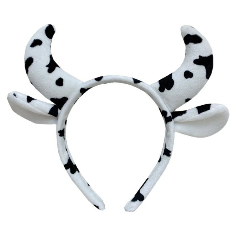 

Korean Style Plush Cow Ears and Horns Headband Funny Animal Cosplay Hair Hoop Festival Theme Party Fancy Dress Headwear