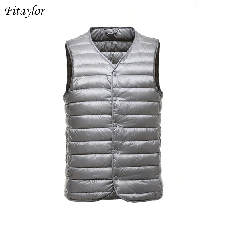 2021 пуховой мужской жилет Fitaylor ультрасветильник с V-образным вырезом без рукавов