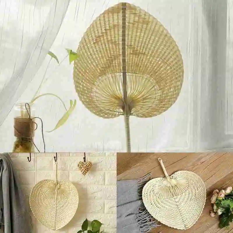 

1Pcs Cooling Fan Pure Handmade DIY Heart Shaped Bamboo Tools Woven Party Woven Fan Cooling Fan Summer