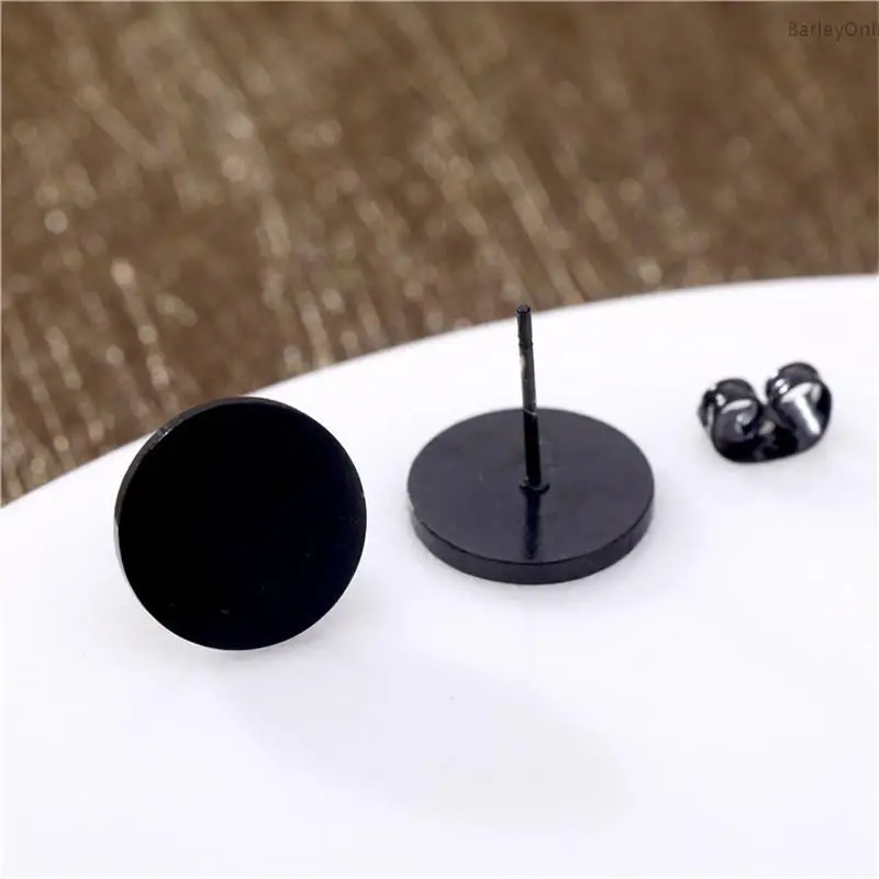 Hypoallergenic Earrings Gothic Unisex Stud earring Korean Fashion Black ear For Women Men Punk Simple Wholesale | Украшения и