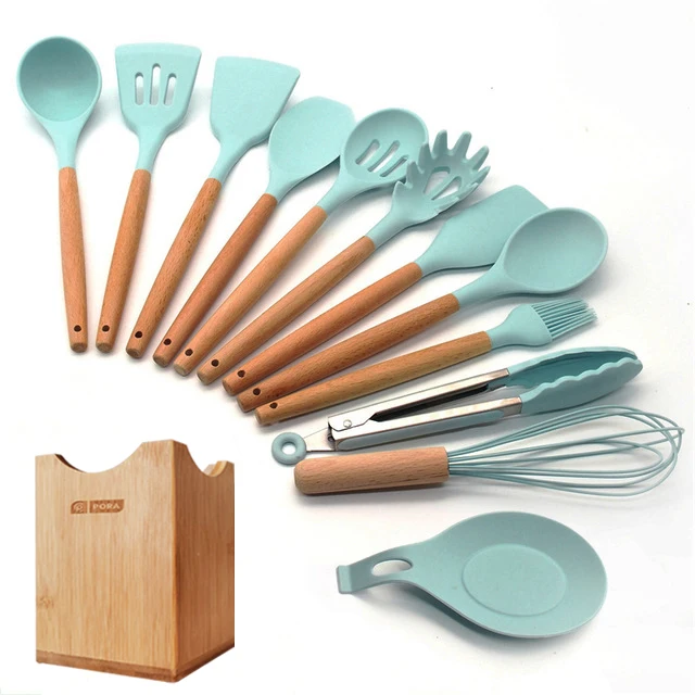 11/12/13Pcs Silicone Kitchen Set nonstick Kitchen Utensils Set with Spoon Spatula Cooking Accessories Baking Kitchen Tools Set - Цвет: 13 Pcs kitchen set
