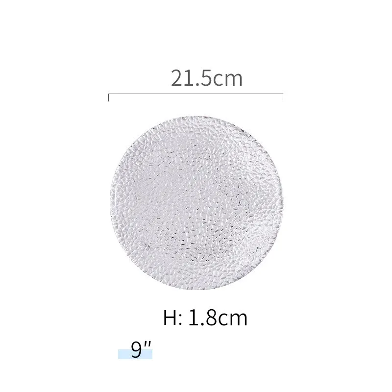 Круглая обеденная тарелка с ледяными трещинами в скандинавском стиле прозрачная
