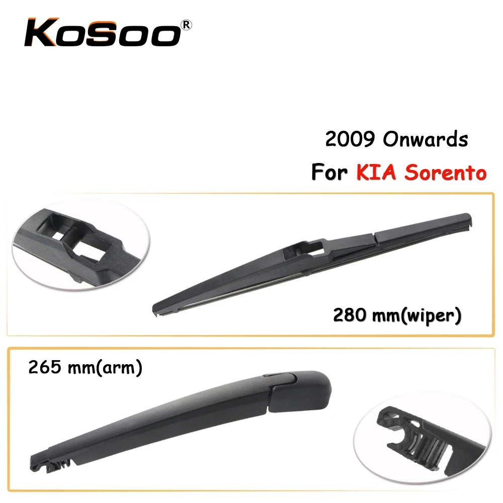 

KOSOO Auto Rear Car Wiper Blade For KIA Sorento,280 mm 2009 Onwards Rear Window Windshield Wiper Blades Arm,Car Styling
