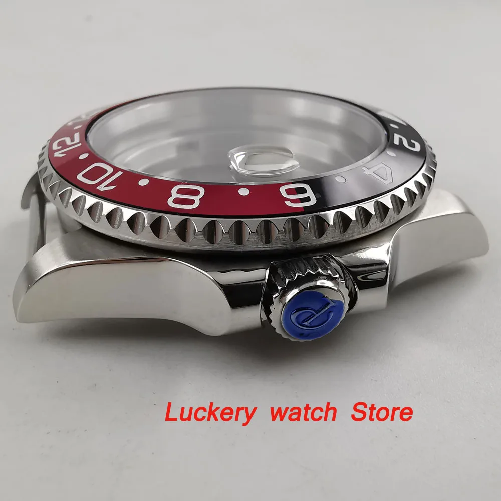 40 мм GMT сапфировое стекло черный и красный Безель 316L из нержавеющей стали чехол