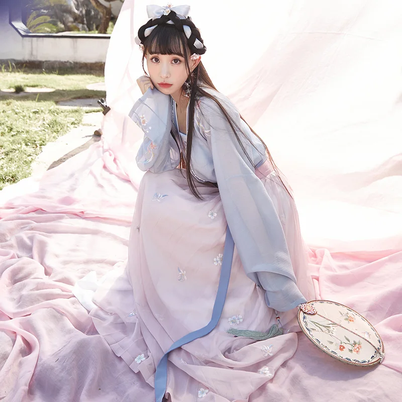 

cardamom son [meaning clear grain - qingping le joint] straight collar double-breasted shirt waist hanfu female