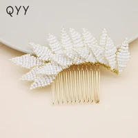qyy 2019 pearl for hair comb bridal fashion jewelry wedding hair combs hair accessories clips bridal headpiece women wedding