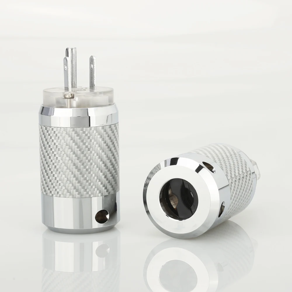

One Pair HI-End Carbon Fiber Rhodium Plated US Power Plug IEC Connector