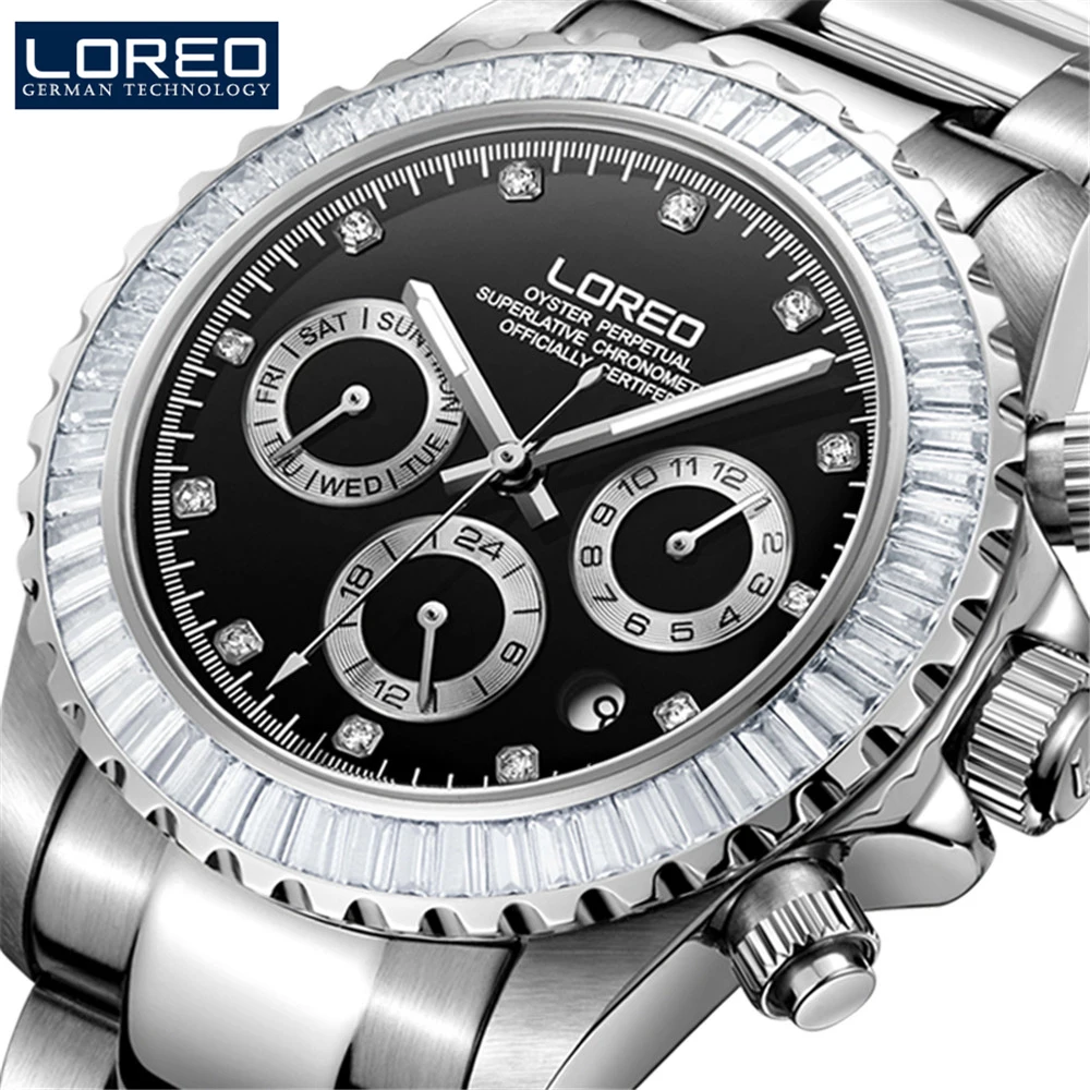 

LOREO Mechanical Watches Mens Top Brand Luxury 316L Stainless Steel Watch Sapphire 200M Waterproof Mens Sport Wrist Watch Male