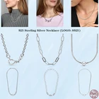 Ожерелье-цепочка из серебра 2022 пробы женское, ювелирное украшение из кожи с крупным узлом бесконечности, подходит для оригинальных Pamura