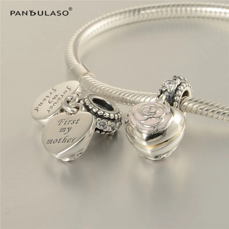 Woman DIY Beads Mother Pink Rose Charms Fits Snake Chain Bracelets Sterling Silver Jewelry For Making | Украшения и аксессуары