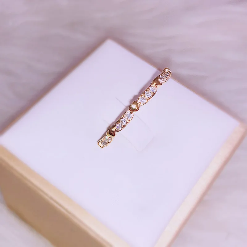 

14K yellow Silod Gold Ring for Women Christmas Zircom Fine Jewelry for Luxury heart diamond Bohemia Anniversary Gold Rings Women