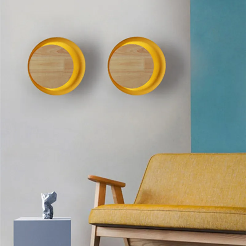Скандинавский деревянный прикроватный светодиодный настенный светильник Macaroon