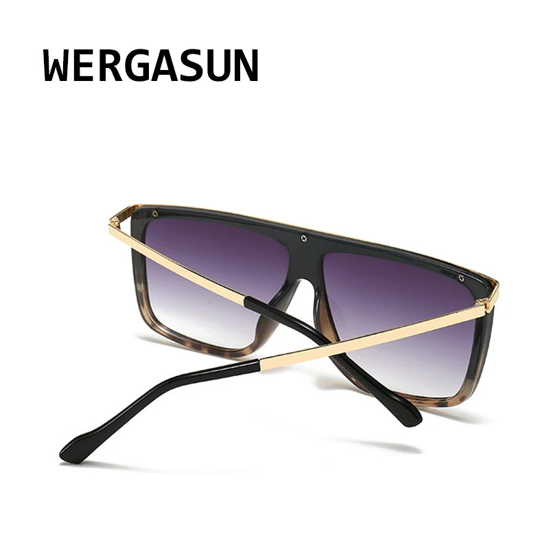 

WERGASUN Flat Top Oversized Women Sunglasses Retro Shield Shape Luxy Brand Design Big Frame Shades Sunglasses Women UV400