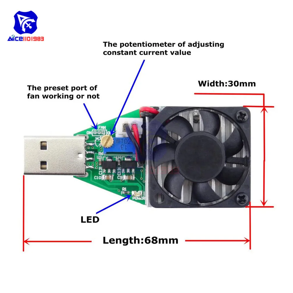 Diymore 15 Вт электронный испытательный нагрузочный резистор с USB интерфейсом тестер