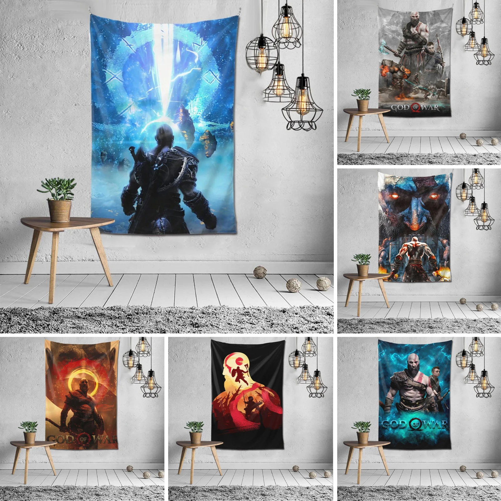 

Большой Настенный декор God Of War Kratos, штора гобелен, ТВ-фон, скатерть для вечерние, спальни