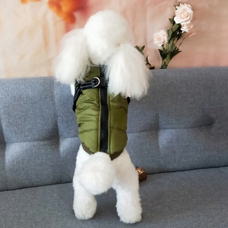 Одежда для домашних животных зимняя теплая куртка с ремнями щенков прогулок на