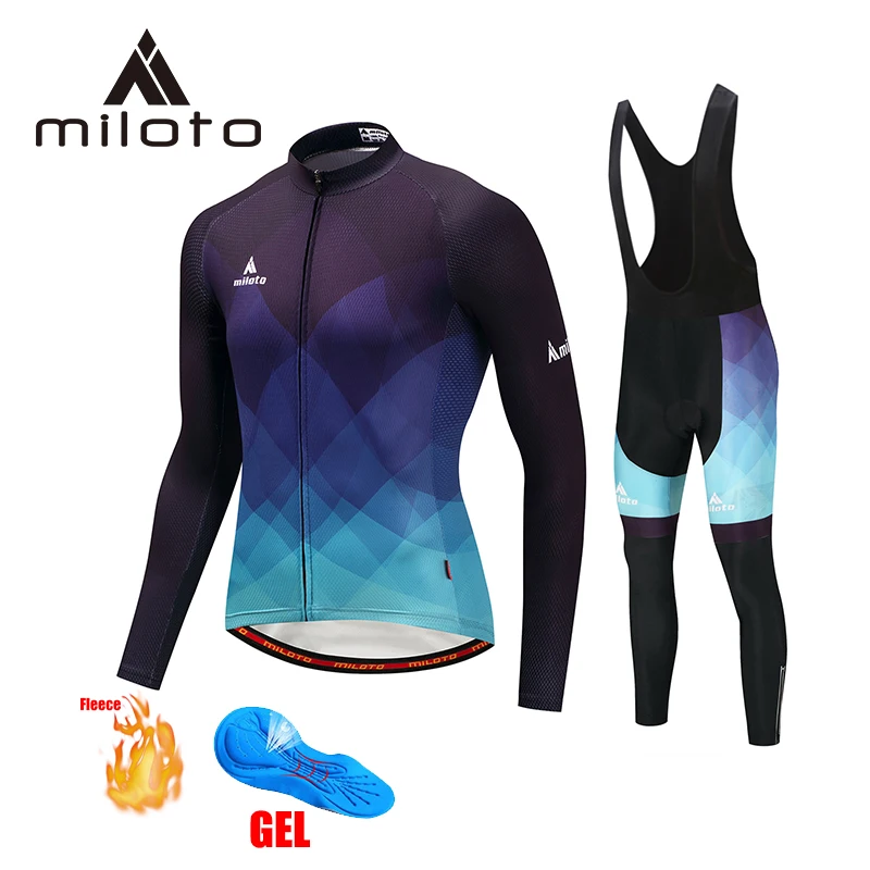 

Miloto зимняя одежда для велоспорта Maillot Ciclismo термальные флисовые длинные комплекты мужские костюмы для горного велосипеда комплекты для гоночных велосипедов