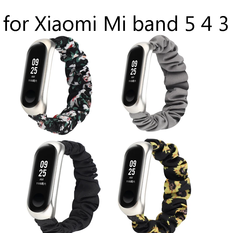 Эластичный ремешок Scrunchies для Xiaomi Mi Band 3 5 сменный Браслет воздухопроницаемые