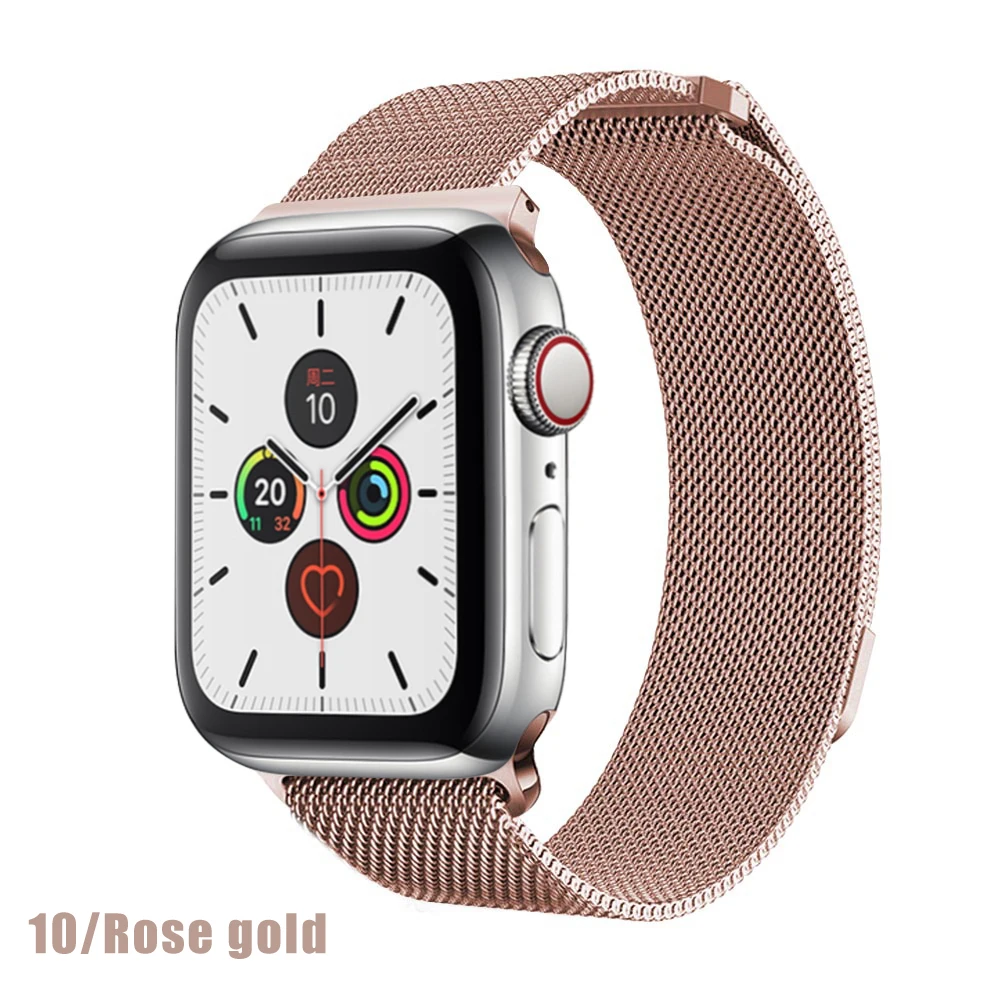 Rose Gold Миланская петля для apple watch серии 1 2 3 4 5 ремешок для iwatch ремешок из нержавеющей стали магнитная пряжка 38 мм 40 мм 42 мм 44 мм браслет - Цвет ремешка: Rose Gold