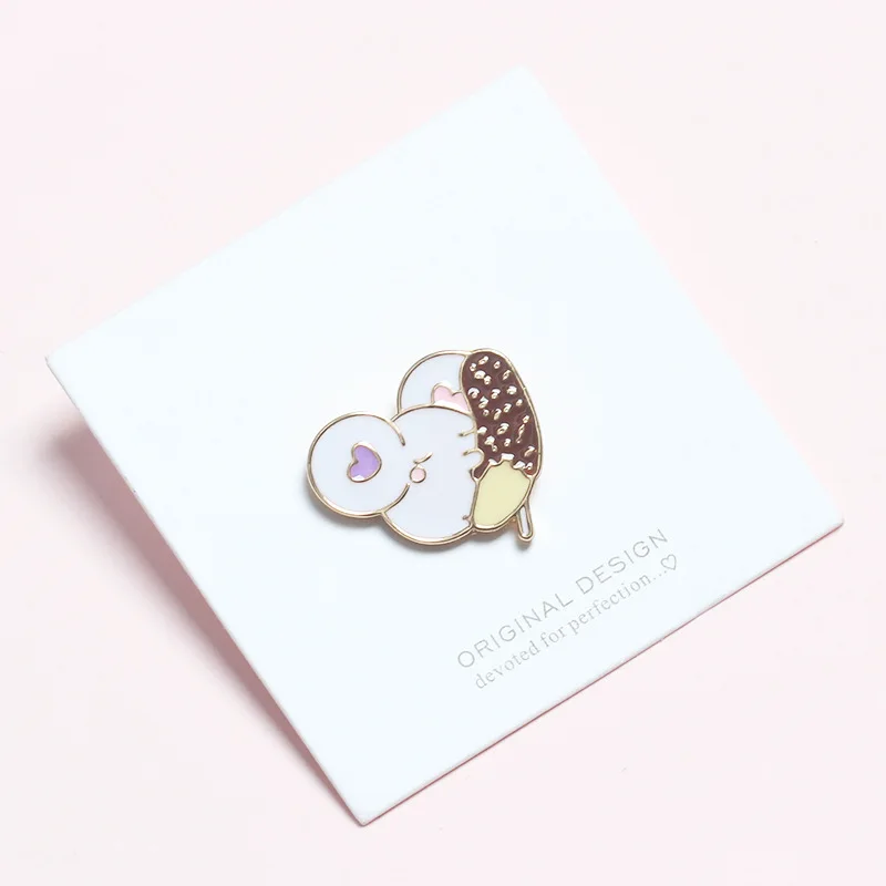 Ins корейские Мультяшные милые маленькие мыши едят мороженое Броши для женщин