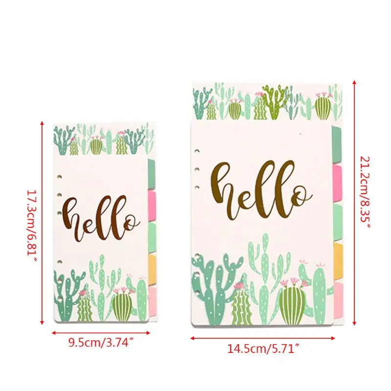 

1Set Creative A5 A6 Loose Leaf Notebook Divider 6 Hole Index Separator Diary Paper Planner Binders Students Staionery X6HB