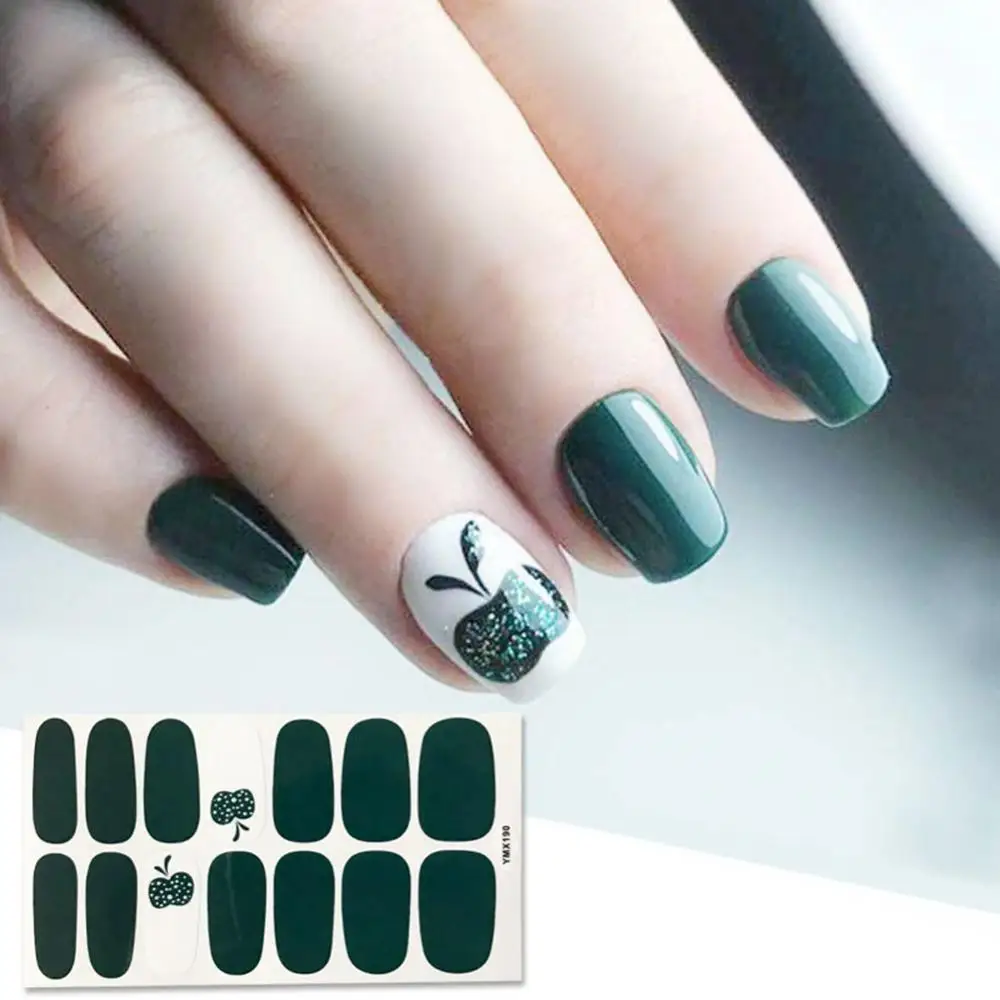 14Pcs/Sheet Waterproof Nail Sticker 3D Full Cover Wrap Manicure Adhesive Decor | Красота и здоровье