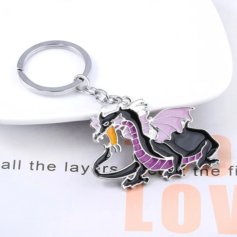 Movie Maleficen Dragon KEYCHAIN High Quality Animal Metal Keyring Men Car Women Bag Accessories Halloween Gift | Украшения и