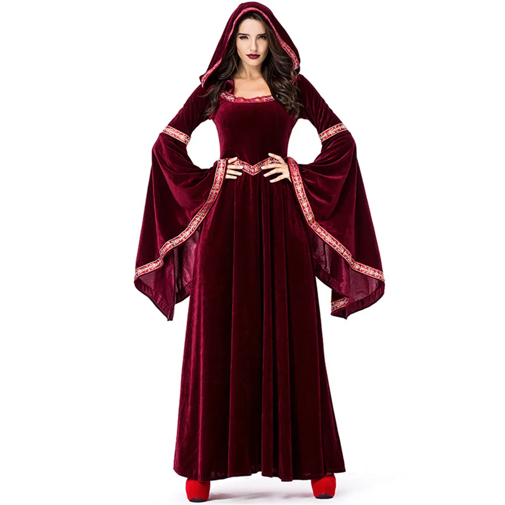 Halloween medieval costumes for women Red Medieval Renaissance Evening Party Dresses Vampire Wizard fancy cosplay costume | Тематическая