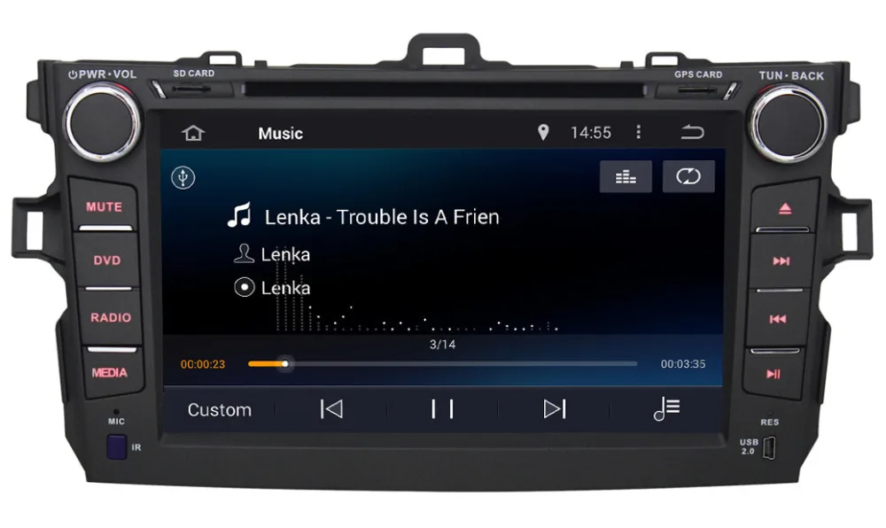 Четырехъядерный 1024*600 HD двойной 2 Din Android 5.1.1 Автомобильный GPS навигатор для Toyota Corolla