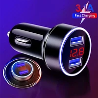 dual port usb car charger led display fast charging smartphone mobile phone charger adapters for iphone 12 xiaomi huawei p40