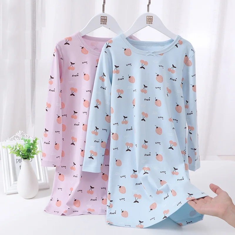 

new delivery children clothes baby spring autumn long sleeve pajama Nightdress cotton home girl clothes students 100-175