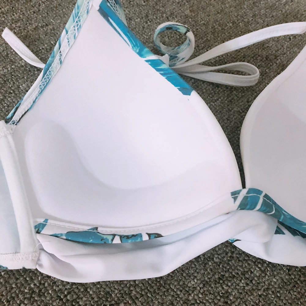 

2021 Sexy Push Up Bikinis Set Swimwear Women Swimsuits Bathing Suit Women Halter biquini Leaf Print Beach Wear Bikini