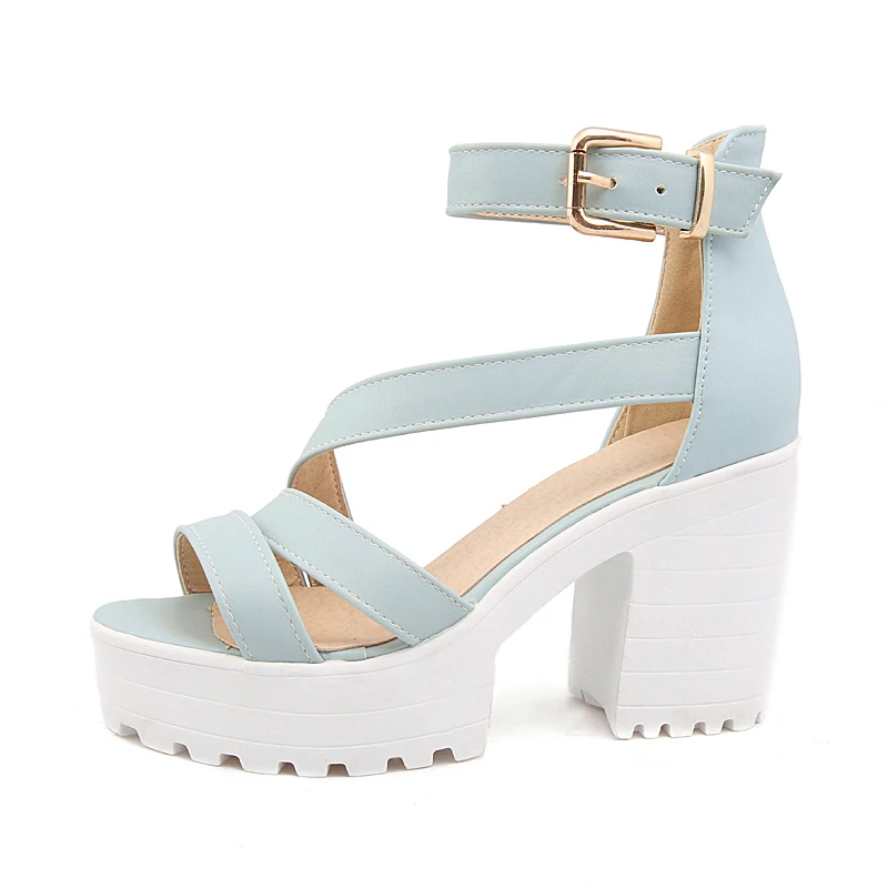 Сандалии на платформе и высоком каблуке размера плюс Женские летние босоножки