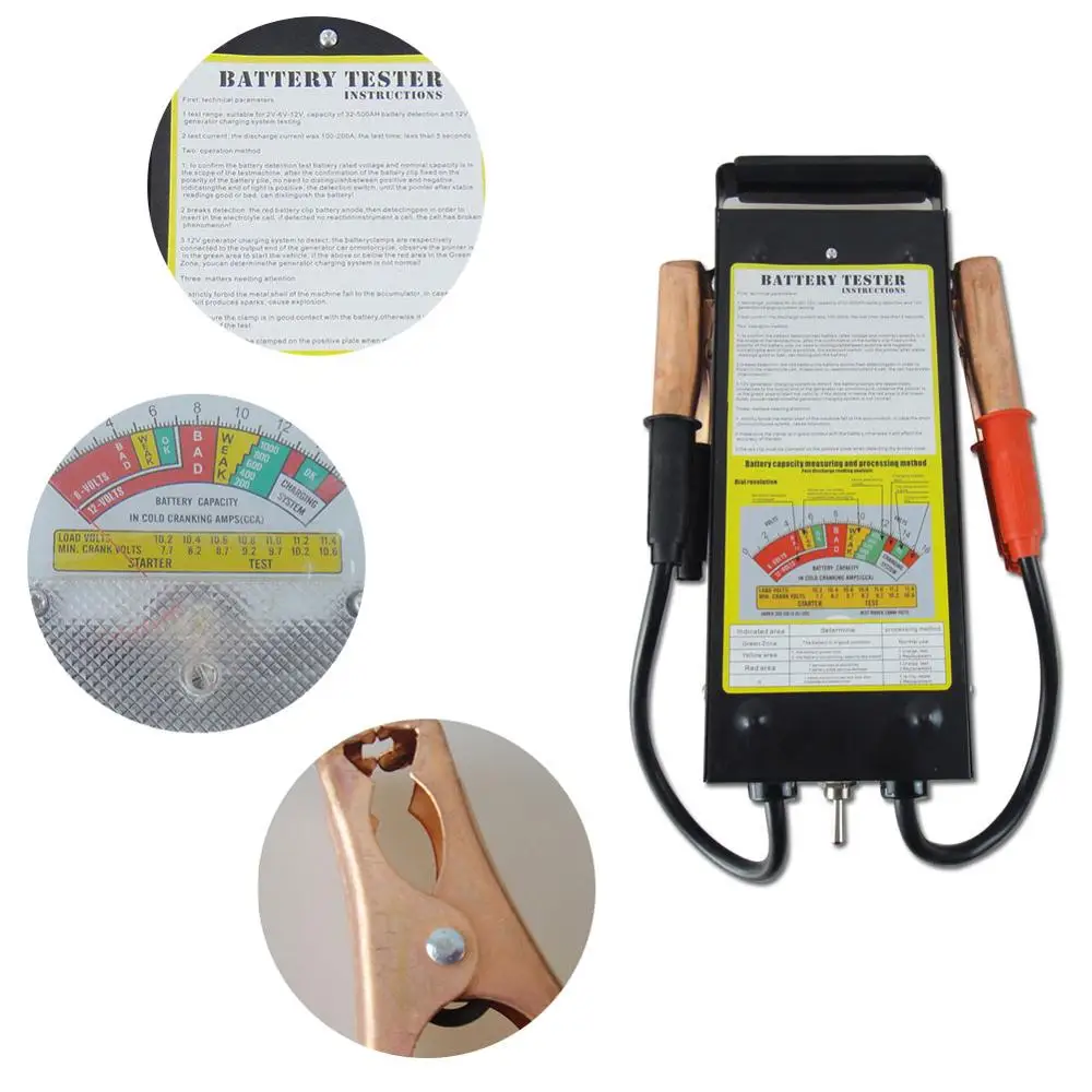 OLOMM Тестер нагрузки на аккумулятор автомобиля мотоцикла 100 A /12V/6V механический