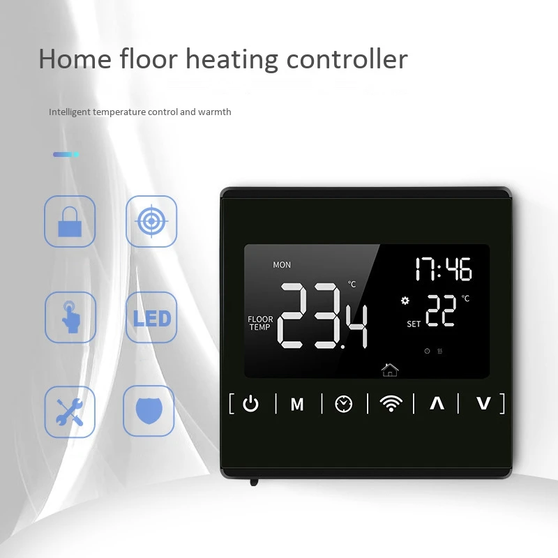 

Full Press Screen Temperature Controller Backlit Electric Heating Room Thermostat WiFi Suitable for Google Home, Alexa