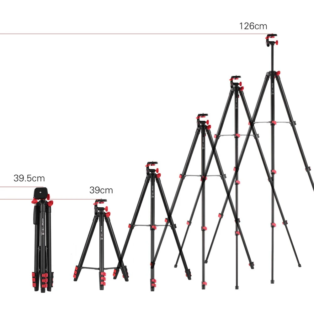 

Zomei T80 Portable Aluminium Camera Tripod Accessories Mountain Tripodwith Phone Clip And Bluetooth Remote Control Black Red