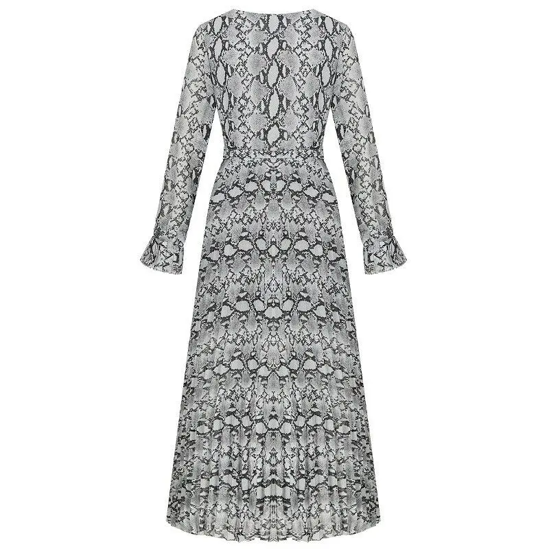 Новинка 2020 женское цельнокроеное платье со змеиным принтом плиссированное