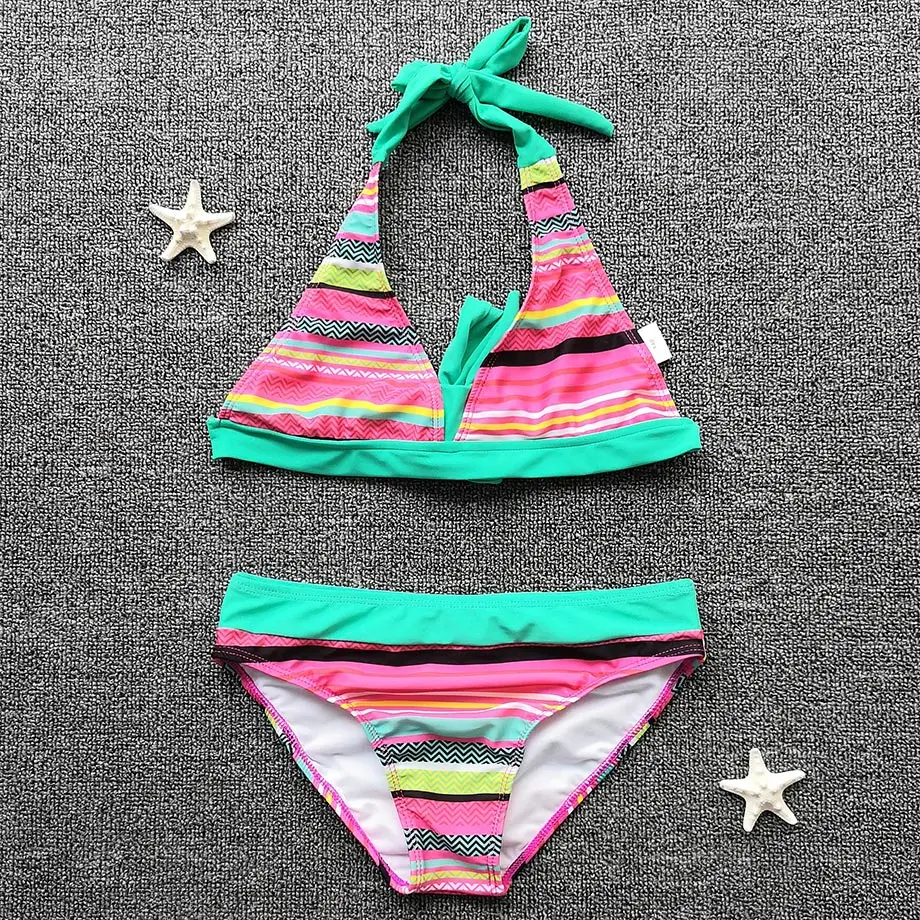 Женский купальник бикини в полоску с разрезом|Комбинезоны| |